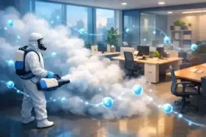 Désinfection par brume ionisée des bureaux